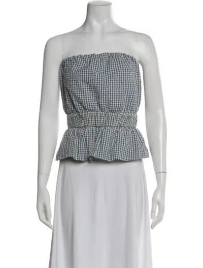 Pre-owned Posse Plaid Print Strapless Crop Top In Multi
