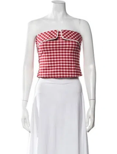 Pre-owned Posse Plaid Print Strapless Crop Top In Pink