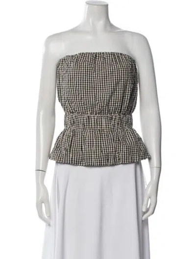 Pre-owned Posse Plaid Print Strapless Top In Multi