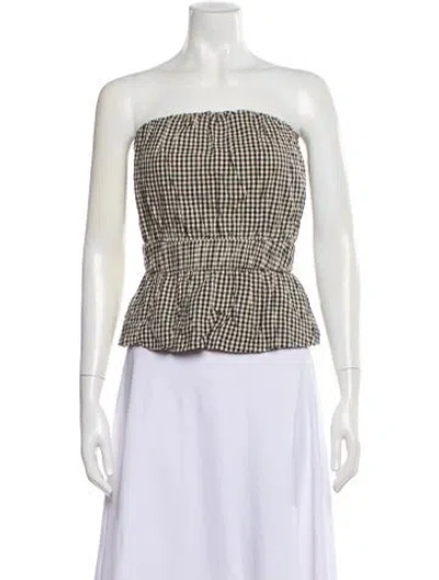 Pre-owned Posse Plaid Print Strapless Top W/ Tags In Neutral