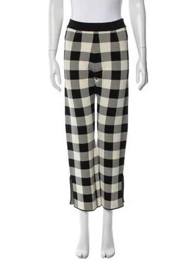 Pre-owned Posse Plaid Print Wide Leg Pants In Black