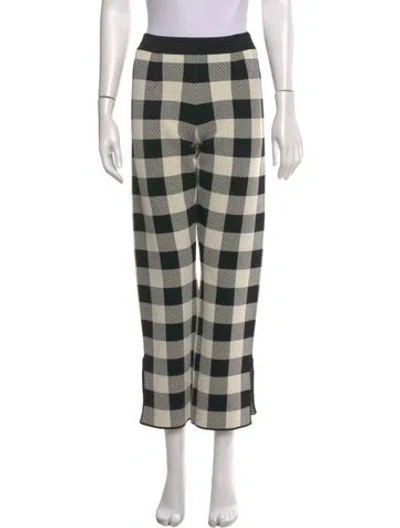 Pre-owned Posse Plaid Print Wide Leg Pants W/ Tags In White