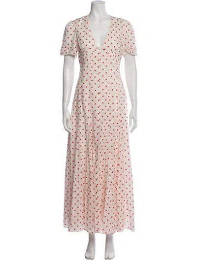 Pre-owned Posse Polka Dot Print Long Dress In Neutral