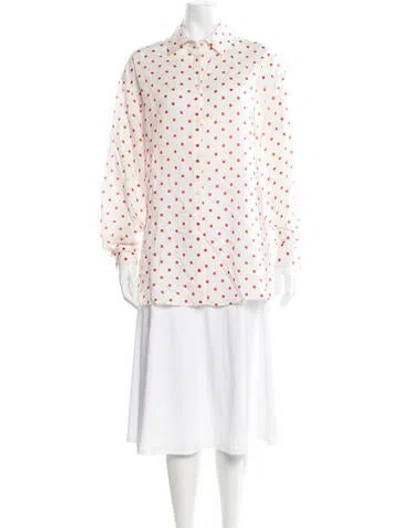 Pre-owned Posse Polka Dot Print Long Sleeve Button-up Top In Multicolor