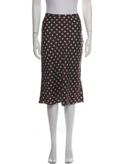 Pre-owned Posse Polka Dot Print Midi Length Skirt In Brown