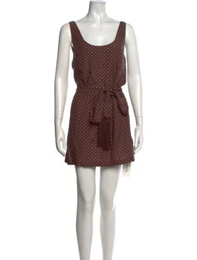 Pre-owned Posse Polka Dot Print Mini Dress In Brown