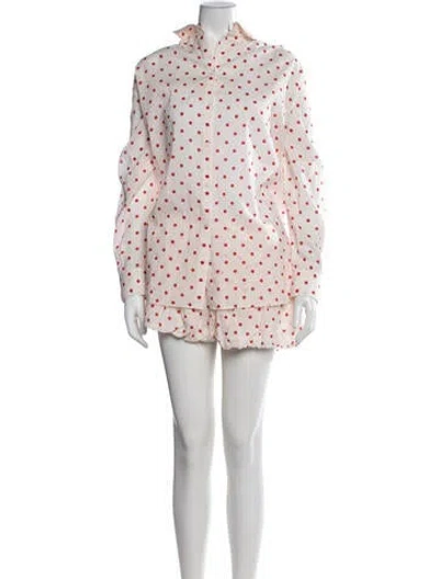 Pre-owned Posse Polka Dot Print Short Set In Neutrals
