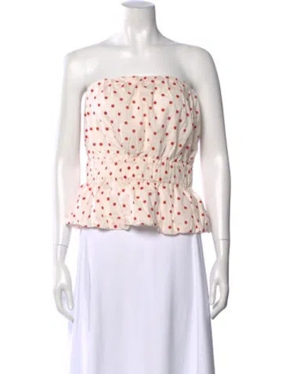 Pre-owned Posse Polka Dot Print Strapless Crop Top In Neutral
