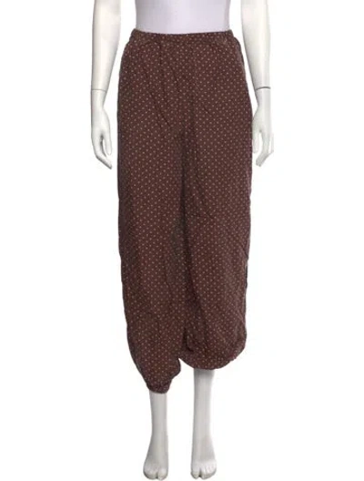 Pre-owned Posse Polka Dot Print Wide Leg Pants In Brown
