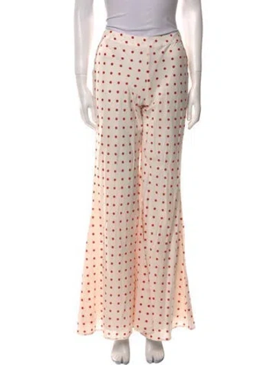 Pre-owned Posse Polka Dot Print Wide Leg Pants In Neutral