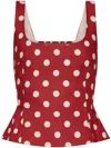 Posse Rosalie Polka-dot Linen Top In Rot
