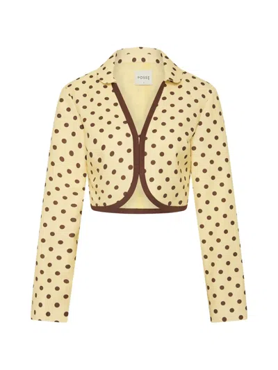 Posse Polka-dot Pattern Crop Jacket In Yellow