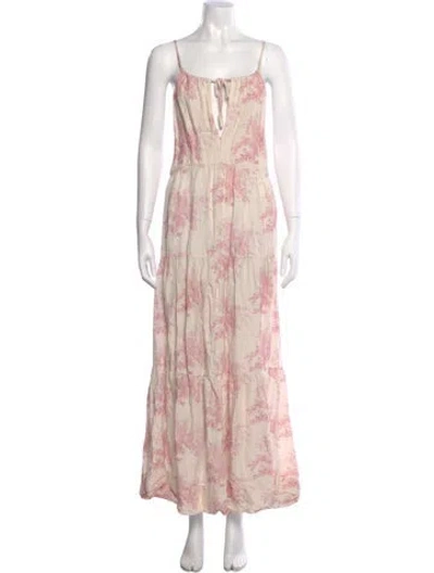Pre-owned Posse Printed Long Dress In Multi