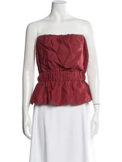 Pre-owned Posse Printed Strapless Crop Top In Red