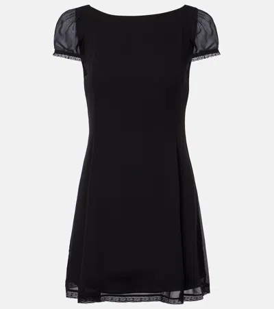 Posse Priscilla Lace-trimmed Silk Minidress In Black