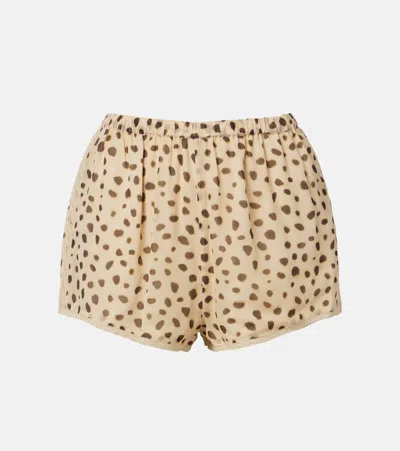 Posse Priscilla Leopard-print Silk Shorts In Sand