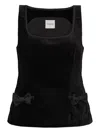 Posse Quincy Bow-detail Cotton Velvet Top In Black