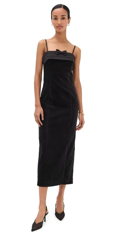 Posse Quincy Velvet Midi Dress In Black