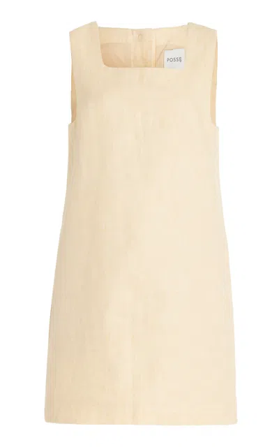 Posse Rio Linen Mini Dress In Yellow