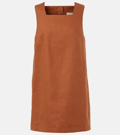 Posse Rio Linen Shift Dress In Brown