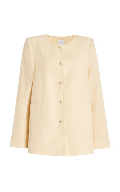 Posse Womens Dusty Citron Rio Button-down Linen Shift Jacket