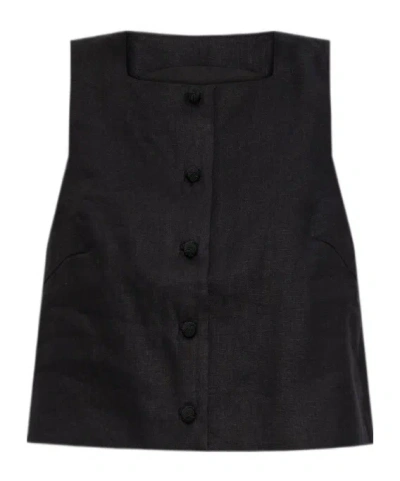 Posse Rio Linen Vest In Black