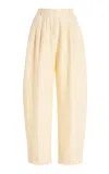 Posse Rio Pleated Linen Tapered Pants In Dusty Citron