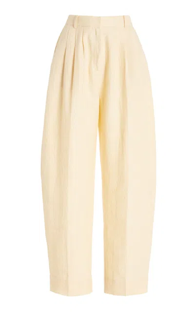 Posse Rio Pleated Linen Tapered Pants In Dusty Citron