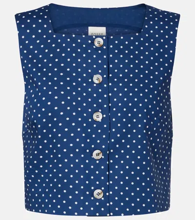 Posse Rio Polka-dot Cropped Top In Blue