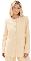 Posse Womens Dusty Citron Rio Button-down Linen Shift Jacket In Dusty Citron
