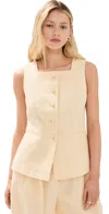 Posse Rio Tailored Linen Vest In Dusty Citron
