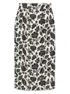 Posse Womens Bone Black Romeo Column Flower-print Linen Midi Skirt In Black