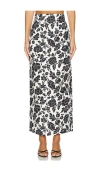 Posse Womens Bone Black Romeo Column Flower-print Linen Midi Skirt In Bone & Black