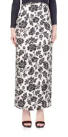 Posse Womens Bone Black Romeo Column Flower-print Linen Midi Skirt In Multi
