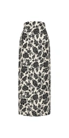 Posse Womens Bone Black Romeo Column Flower-print Linen Midi Skirt