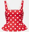 Posse Rosalie Polka-dot Linen Top In Red