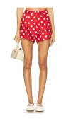 Posse Rosalie Polka-dot Linen Shorts In Red
