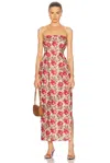 Posse Rosalie Strapless Floral Linen Maxi Dress