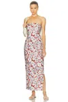 Posse Rosalie Floral Linen Maxi Dress In Multi