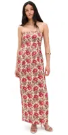Posse Rosalie Strapless Floral Linen Maxi Dress