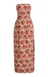 Posse Rosalie Strapless Floral Linen Maxi Dress