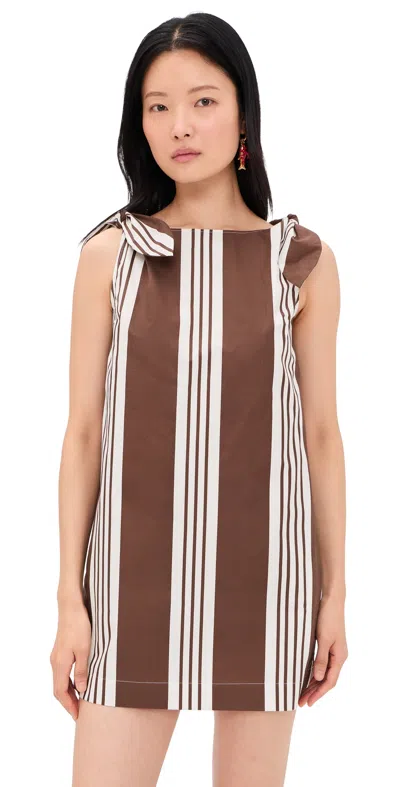 Posse Rosie Mini Dress Chocolate Stripe In Brown