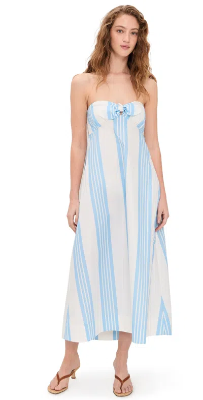 Posse Rosie Strapless Dress Nautical Stripe In Blue