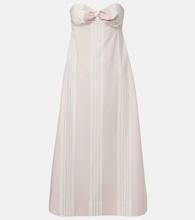 Posse Rosie Striped Cotton Midi Dress In Pink