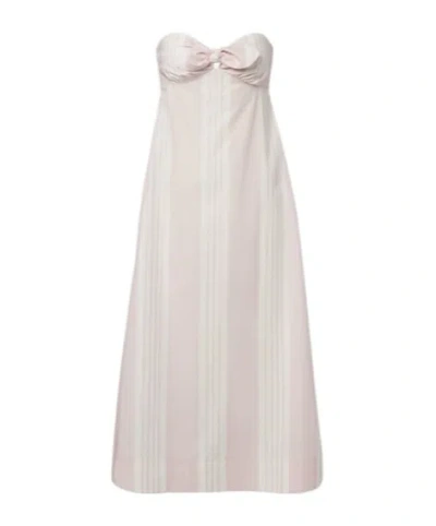 Posse Rosie Striped Cotton Midi Dress In White