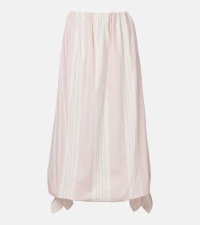 Posse Rosie Striped Cotton Midi Skirt In Pink