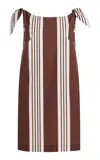 Posse Rosie Striped Cotton Mini Dress In Brown