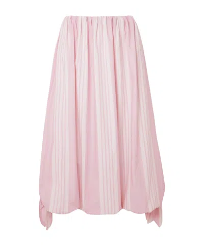 Posse Rosie Striped Midi Skirt In Pink
