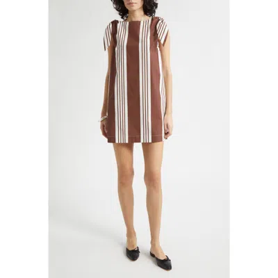 Posse Rosie Variegated Stripe Cotton Minidress In Brown
