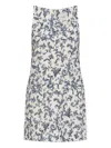 Posse Rue Baroque-print Linen-silk Mini Shift Dress In White